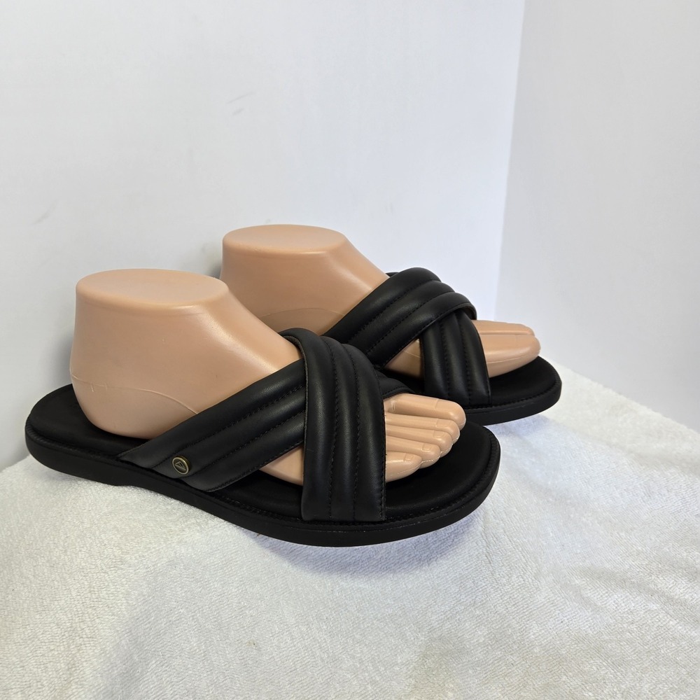 Reef Lofty Lux X Womens Size 10 Black Slides Sandals Cushion Comfort Slip On